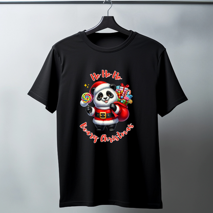 Christmas Panda Black T-Shirt for Men – Festive Style